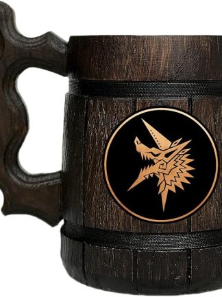 Деревянная пивная кружка MHW Zinogre. Персонализированная пивная кружка MHW. Кружка для геймера. Подарок для мужа. Кружка MHW. Подарок для него. Деревянная пивная кружка в подарок геймеру. #224/0.6L / 22 унции