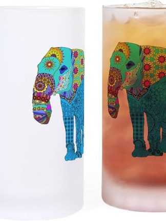 Кружка для пива CafePress Tangled Elephant Blue Frosted Stein объемом 16 унций (473 мл) из матового стекла.