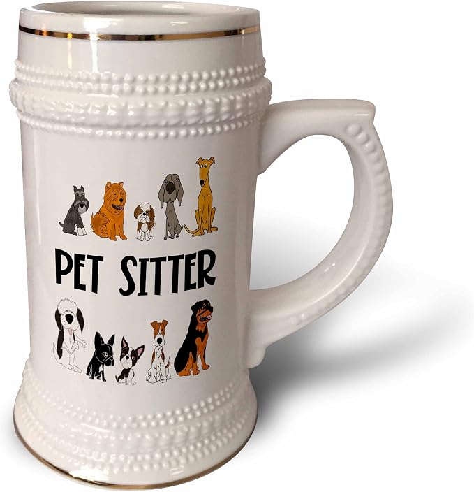 Кружка 3dRose 22 унции - Забавная и милая кружка для присмотра за домашними животными, например, для собак-спасателей (грейхаунд, шнауцер) или для выгула собак.