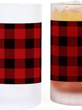Кружка для пива CafePress Lumberjack Cottage Buffalo Plaid Frosted Stein объемом 16 унций (473 мл) из матового стекла.