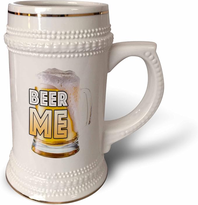 Кружка-бокал 3dRose объемом 22 унции — изображение надписи «Beer Me» с изображением пивного бокала.