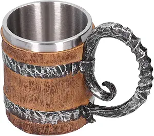 Винтажная пивная кружка Viking, пивная кружка из смоляной бочки, кружка-бокал из нержавеющей стали с деревянной основой, подарок для мужчин.