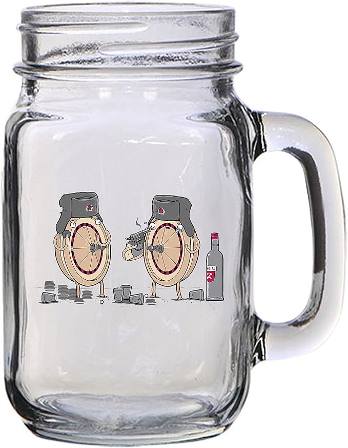 Забавная кружка в форме банки Mason Jar объемом 16 унций (473 мл) с изображением Рэнди Оттера из фильма «Русская рулетка» — идеально подходит для пива, чая, свадьбы, помолвки, годовщины, девичника или молодоженов.