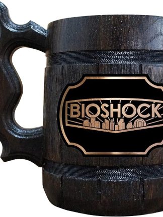 Пивная кружка Bio Shock, персонализированная пивная кружка, деревянная пивная кружка