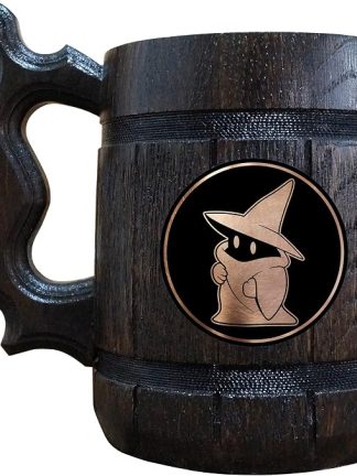 Пивная кружка FF Black Mage, персонализированная пивная кружка, деревянная пивная кружка