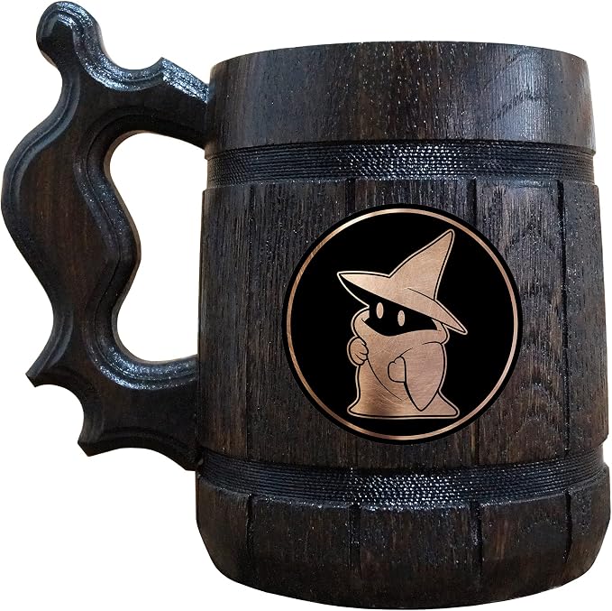 Пивная кружка FF Black Mage, персонализированная пивная кружка, деревянная пивная кружка
