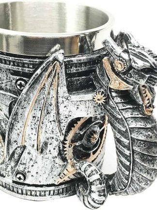 Кружка для пива Silver Sky Surfer в стиле стимпанк, киборг, роботизированный дракон, пивная кружка, кофейная чашка