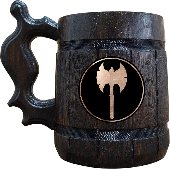 Пивная кружка в стиле варвара из D&D, персонализированная пивная кружка, деревянная кружка-бокал.