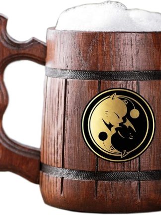 Деревянная кружка Kupo Yin Yang из FFXIV. Подарок для геймеров. Пивная кружка. Персонализированная деревянная пивная кружка. Подарок на заказ для него, подарок для мужа, подарки для мужчин # 557 / 0,6 л / 22 унции