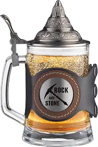 Стеклянная пивная кружка Rock and Stone с конической крышкой, персонализированная кружка, изготовленная на заказ, 17 жидких унций.