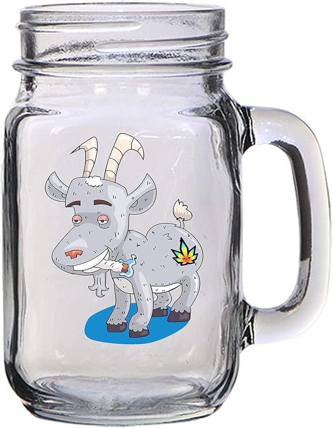 Кружка Hat Shark Pot Smoking Pals Goat Stoned Joint Friend - 16 унций (473 мл) в стеклянной банке Mason Jar для пива, чая, свадьбы, помолвки, годовщины, девичника или молодоженов.