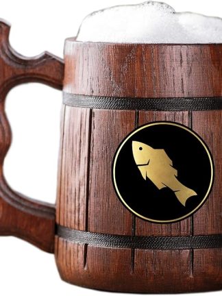 Деревянная кружка Fisher Mug для FFXIV. Подарок для геймеров. Пивная кружка. Персонализированная деревянная пивная кружка. Подарок на заказ для него, подарок для мужа, подарки для мужчин # 588 / 0,6 л / 22 унции