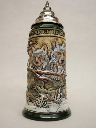 Немецкая пивная кружка «Сила волчьей стаи» Relief Stein объемом 0,75 литра, пивная кружка KI 955 0,75L