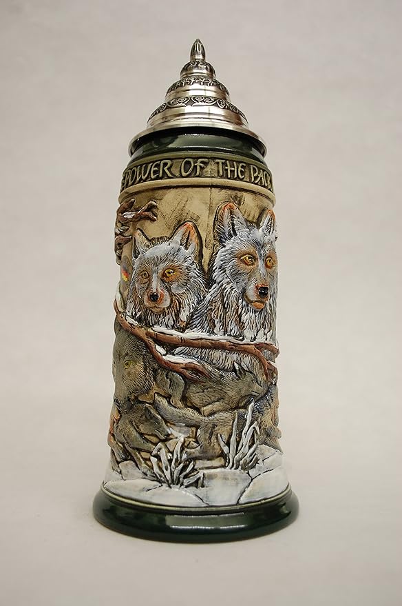 Немецкая пивная кружка «Сила волчьей стаи» Relief Stein объемом 0,75 литра, пивная кружка KI 955 0,75L