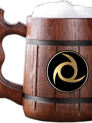 Деревянная кружка с изображением ниндзя из FFXIV. Подарок для геймеров. Пивная кружка. Персонализированная деревянная пивная кружка. Подарок на заказ для него, подарок для мужа, подарки для мужчин # 579 / 0,6 л / 22 унции