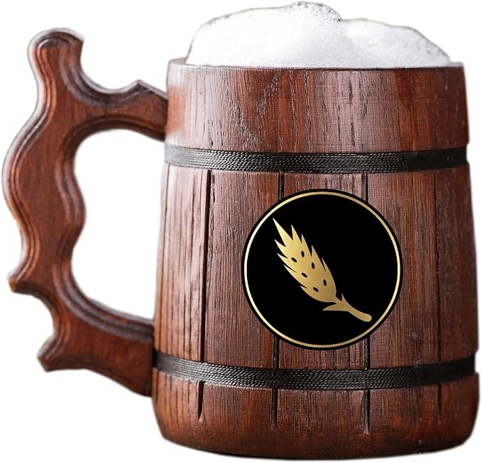 Деревянная кружка с изображением ботаника из FFXIV. Подарок для геймеров. Пивная кружка. Персонализированная деревянная пивная кружка. Подарок на заказ для него, подарок для мужа, подарки для мужчин # 587 / 0,6 л / 22 унции