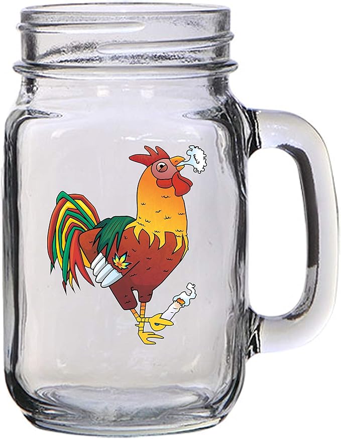 Кружка Hat Shark Pot Smoking Pals Chill Stoned Rooster объемом 16 унций (473 мл) в форме банки Мейсона для пива, чая, свадьбы, помолвки, годовщины, девичника или молодоженов.