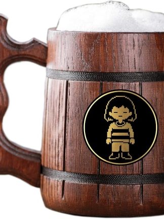 Деревянная кружка с изображением Чары из Undertale. Подарок для геймеров. Пивная кружка. Персонализированная деревянная пивная кружка. Подарок на заказ для него, подарок для мужа, подарки для мужчин # 506 / 0,6 л / 22 унции