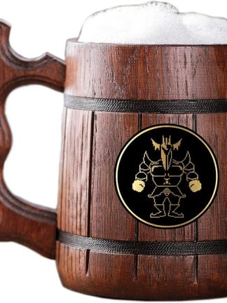 Деревянная кружка с изображением Королевской гвардии из Undertale. Подарок для геймеров. Пивная кружка. Персонализированная деревянная пивная кружка. Подарок на заказ для него, подарок для мужа, подарки для мужчин # 530 / 0,6 л / 22 унции
