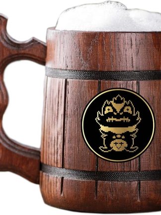 Деревянная кружка с изображением Фроггита из Undertale. Подарок для геймеров. Пивная кружка. Персонализированная деревянная пивная кружка. Подарок на заказ для него, подарок для мужа, подарки для мужчин # 531 / 0,6 л / 22 унции
