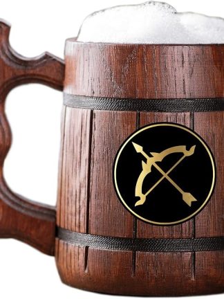Деревянная кружка с изображением лучника из FFXIV. Подарок для геймеров. Пивная кружка. Персонализированная деревянная пивная кружка. Подарок на заказ для него, подарок для мужа, подарки для мужчин # 570/0.6L / 22oz