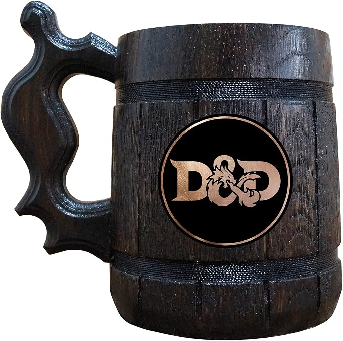 Пивная кружка в стиле D&D, персонализированная пивная кружка, деревянная пивная кружка.