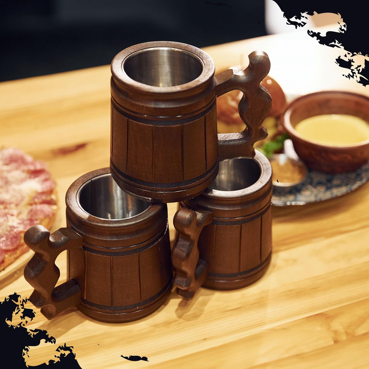 MFC Beer Mug 10 OZ - Coffee Mug - Beer stein - Wooden beer mug - Stainless Steel Cup - Handmade Gifts for Men - Fathers Day, Christmas or Birthday Gift Idea - Men Mug - Classic Brown — изображение 6
