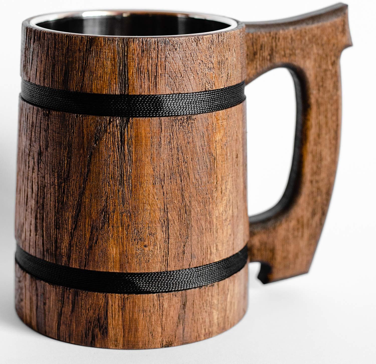 Old Style Viking Beer Tankard - Wooden Handmade Retro Brown Cup, Oak Beer Tankard - Eco Friendly Beer Mug for Men, Great Gift Idea
