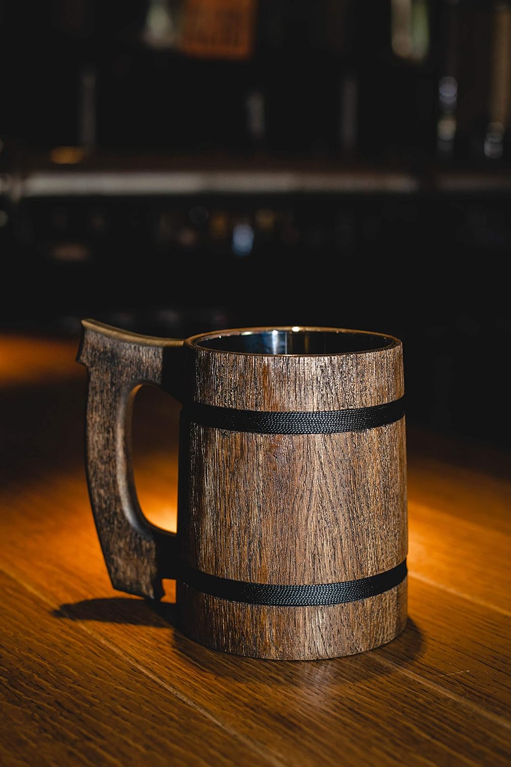 Old Style Viking Beer Tankard - Wooden Handmade Retro Brown Cup, Oak Beer Tankard - Eco Friendly Beer Mug for Men, Great Gift Idea — изображение 2
