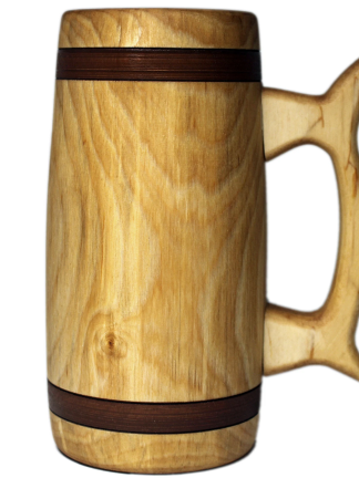 Holzkrug Bierkrug 0,7 L Krug Humpen Becher Bierholzkrug Holz Birke in Handarbeit