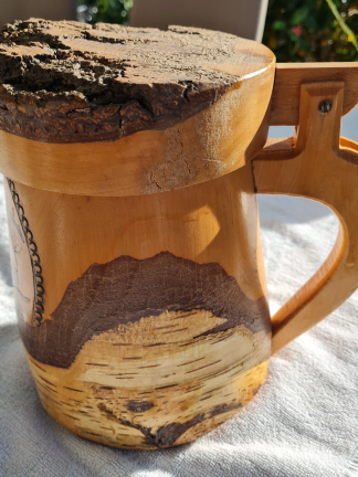 Krug Bierkrug Holzkrug, Massive Birke Handarbeit Alt Unikat 1,5 Liter