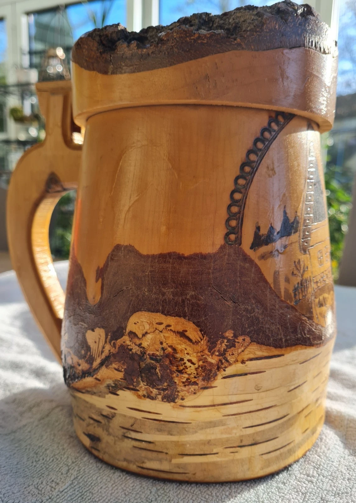 Krug Bierkrug Holzkrug, Massive Birke Handarbeit Alt Unikat 1,5 Liter — изображение 10