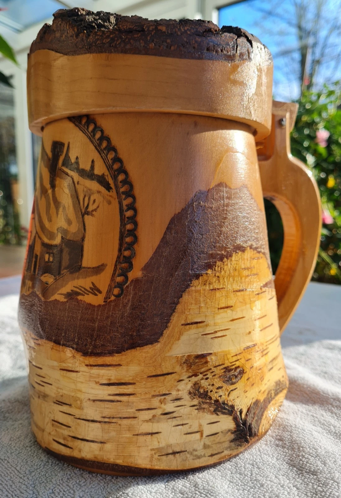 Krug Bierkrug Holzkrug, Massive Birke Handarbeit Alt Unikat 1,5 Liter — изображение 11