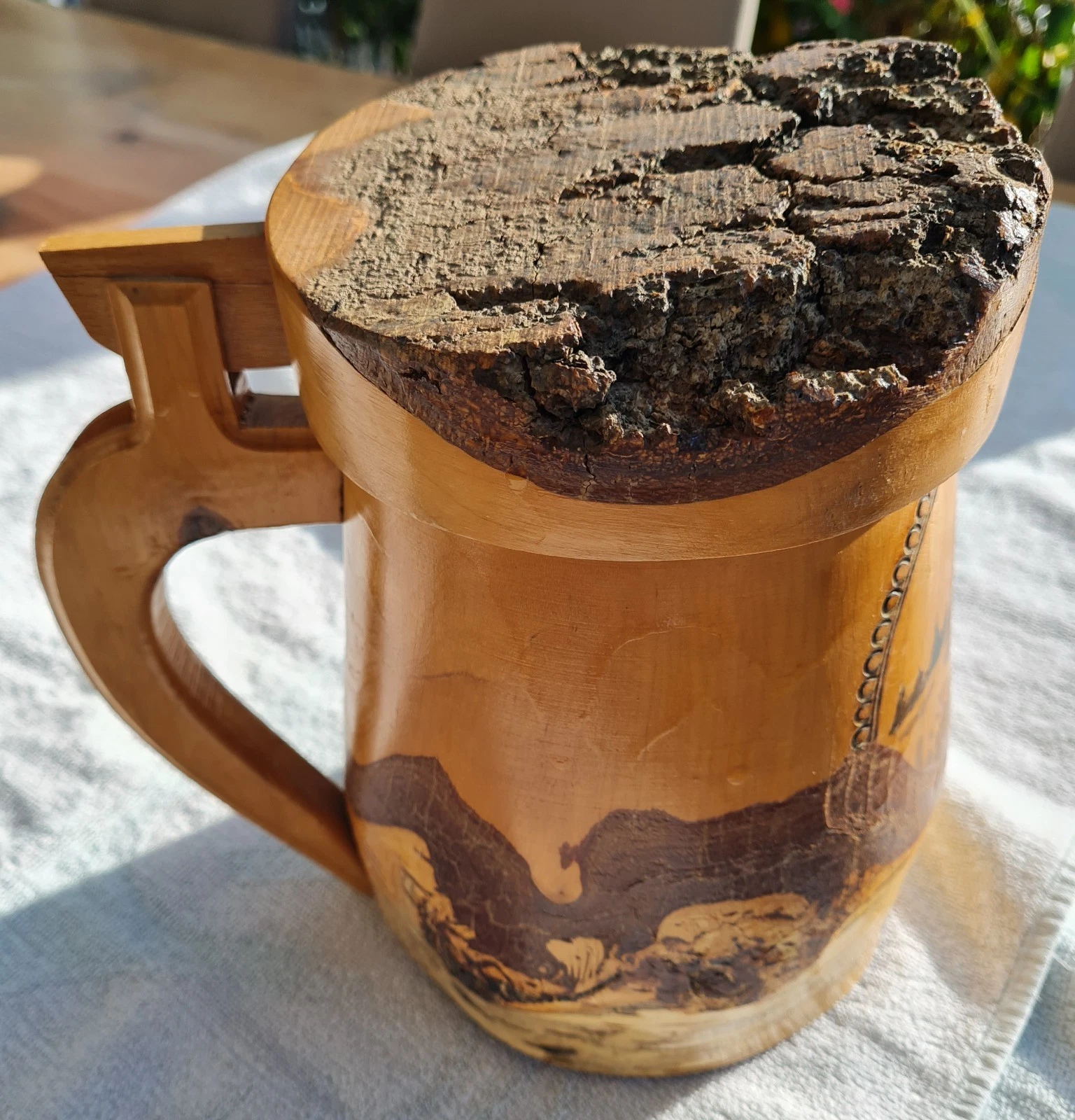Krug Bierkrug Holzkrug, Massive Birke Handarbeit Alt Unikat 1,5 Liter — изображение 3