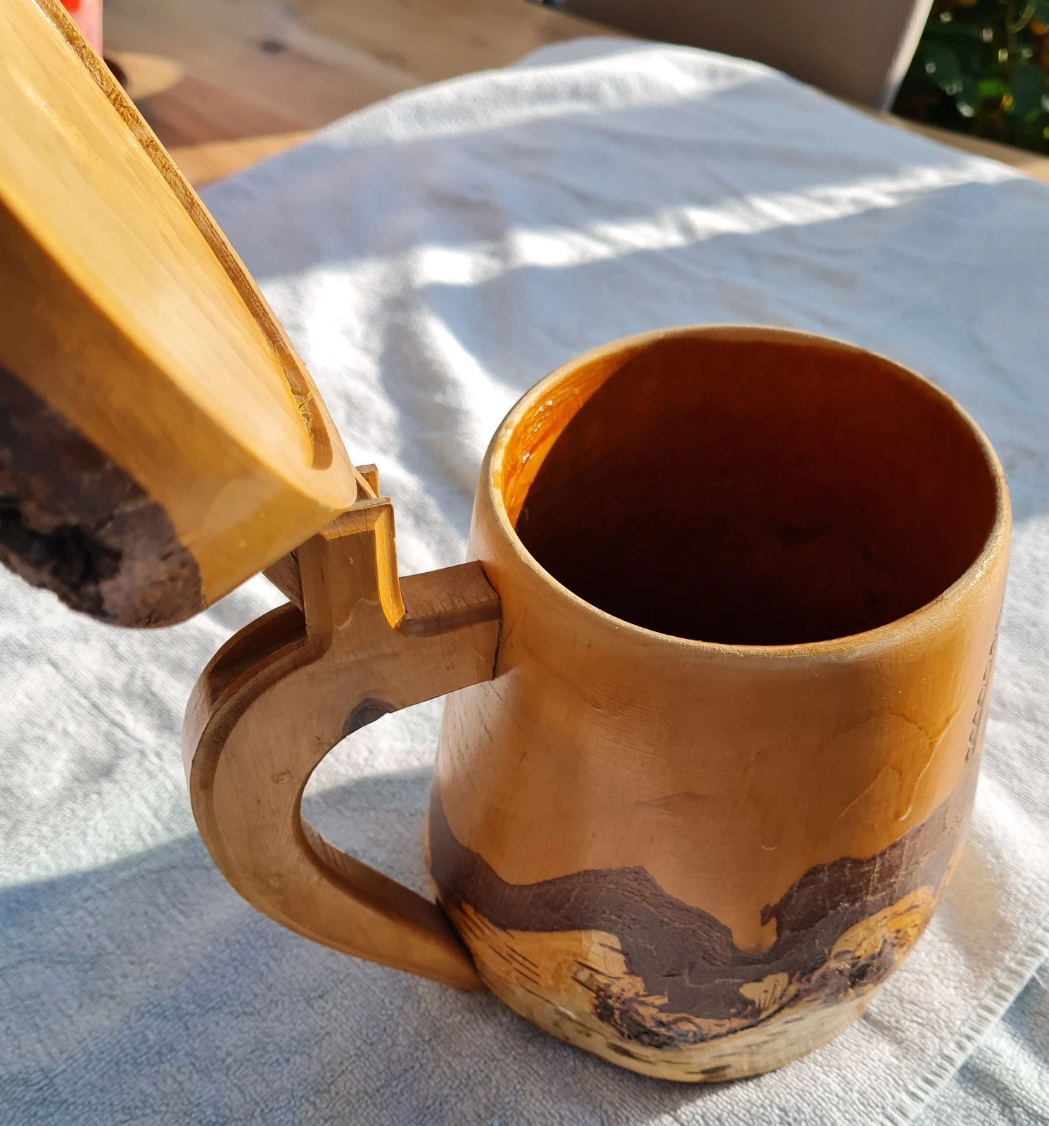 Krug Bierkrug Holzkrug, Massive Birke Handarbeit Alt Unikat 1,5 Liter — изображение 9