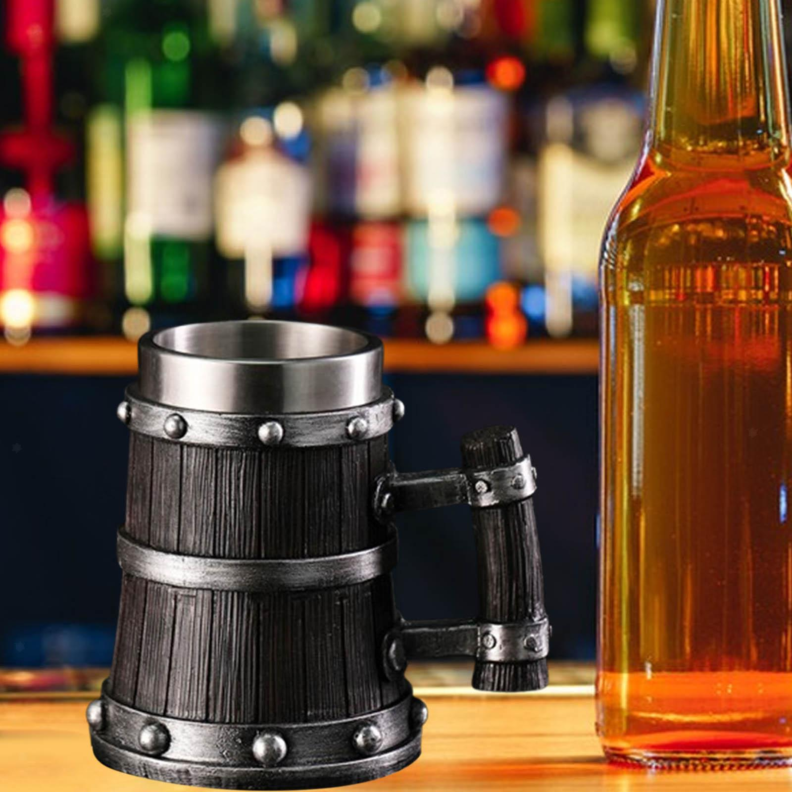 Bierkrug aus Holzfass, 600 ml, Bierbecher im Vintage-Stil, für die — изображение 7