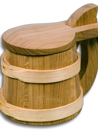 Bierkrug Wikinger, mit Deckel, Humpen aus Holz 18 cm, Bierhumpen, Bierseidel