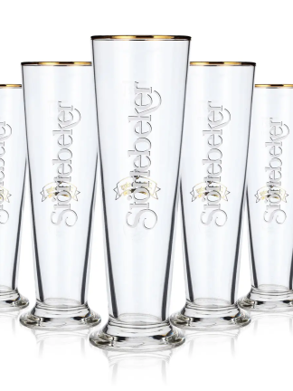 6x Störtebeker beer glasses 0.2l stem Simple logo with gold rim