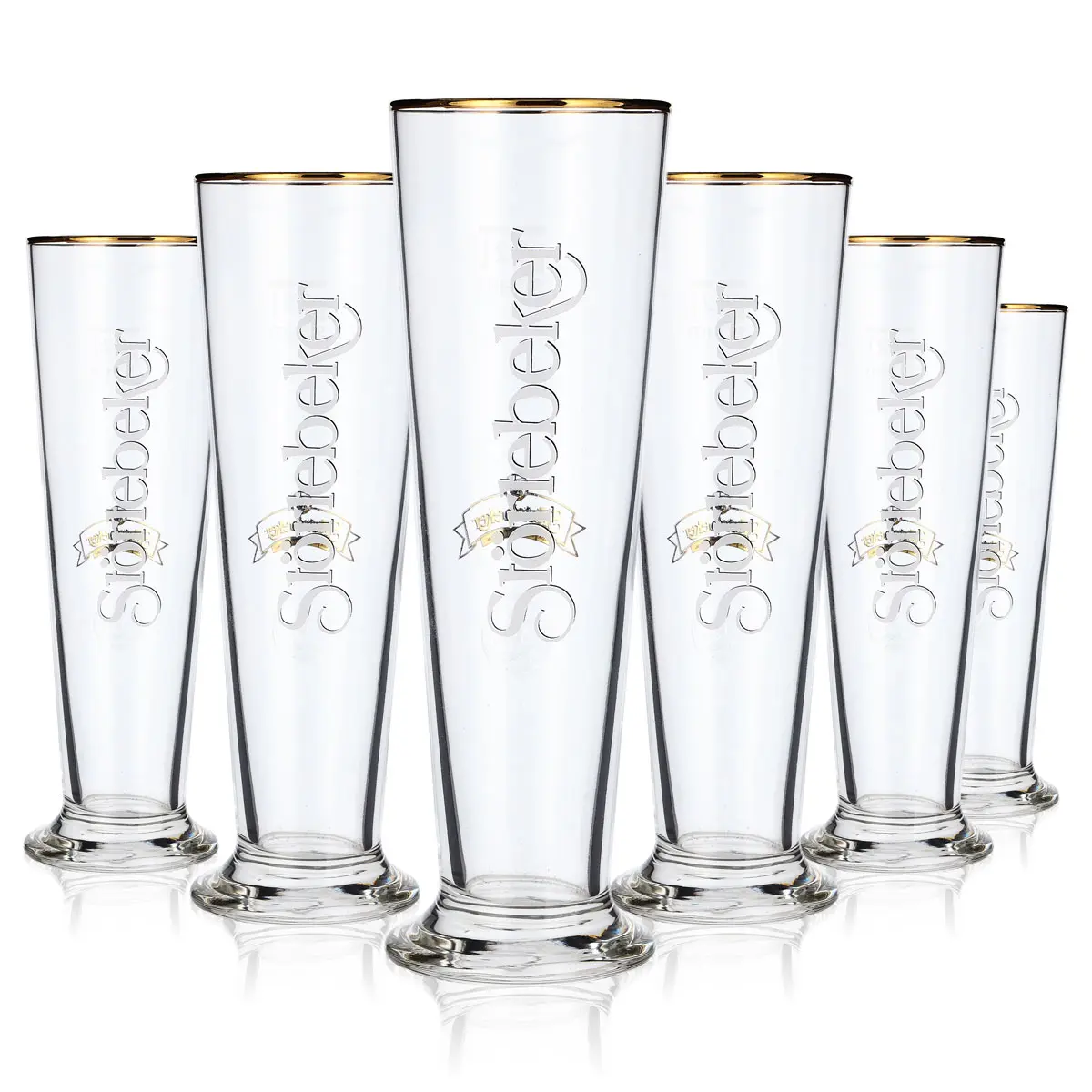 6x Störtebeker beer glasses 0.2l stem Simple logo with gold rim