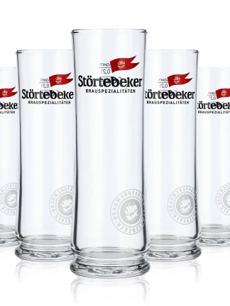 6x Störtebeker beer glass 0.2l mug with round white logo at the bottom Stiegl mug