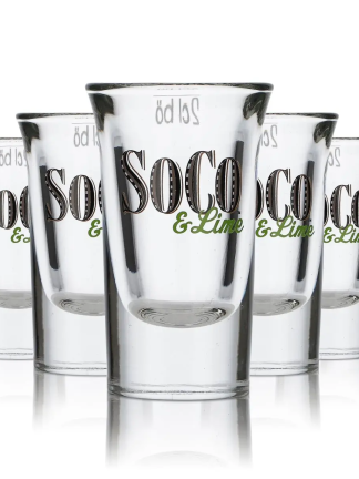 6x Southern Comfort Shot Glasses Shot Glasses Stamper Short SOCO & Lime