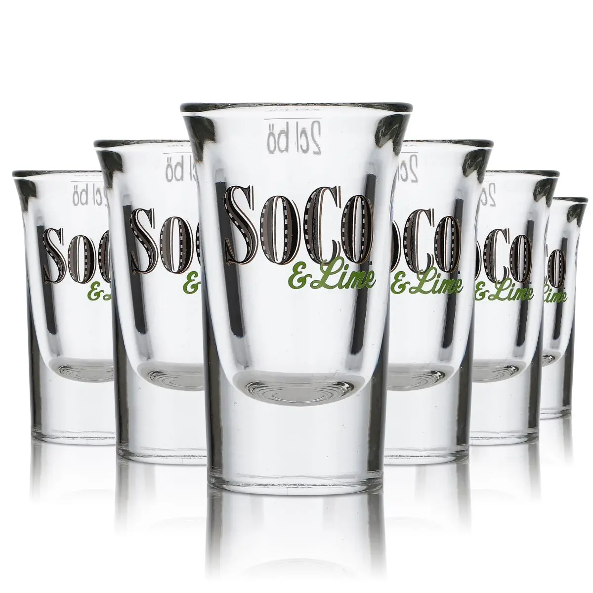 6x Southern Comfort Shot Glasses Shot Glasses Stamper Short SOCO & Lime